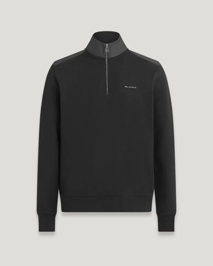 Hoodies and Sweatshirts Men Belstaff Alloy Quarter Zip Sweatshirt Black