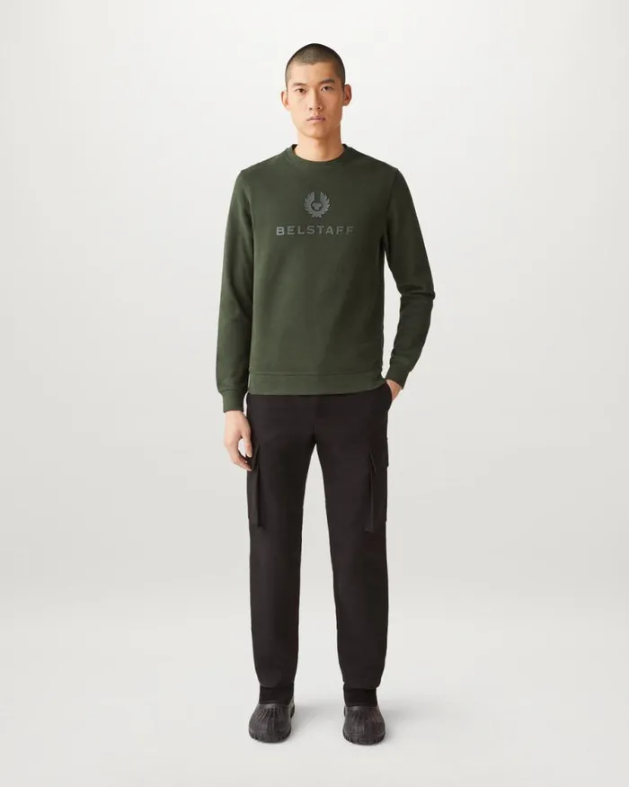 Hoodies and Sweatshirts Men Belstaff Belstaff Signature Crewneck Sweatshirt Tile Green Hoodies and Sweatshirts Men Belstaff Belstaff Signature Crewneck Sweatshirt Tile Green