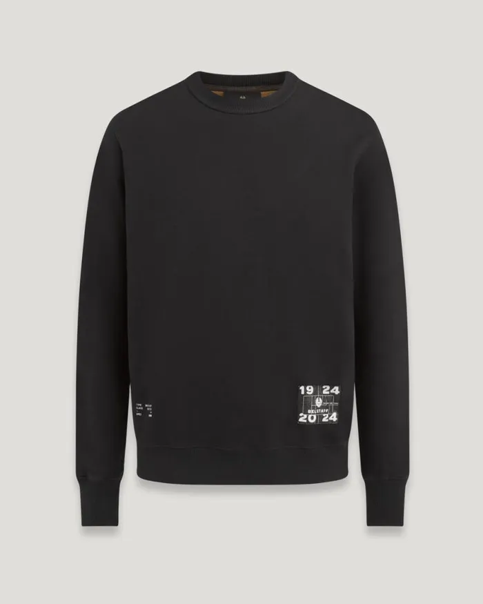 Hoodies and Sweatshirts Men Belstaff Centenary Applique Label Sweatshirt Black British Khaki