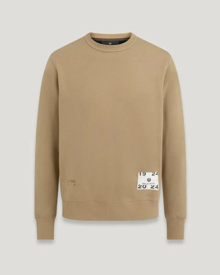 Hoodies and Sweatshirts Men Belstaff Centenary Applique Label Sweatshirt British Khaki Black