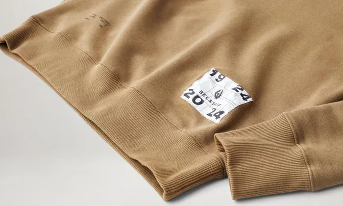 Hoodies and Sweatshirts Men Belstaff Centenary Applique Label Sweatshirt British Khaki Black