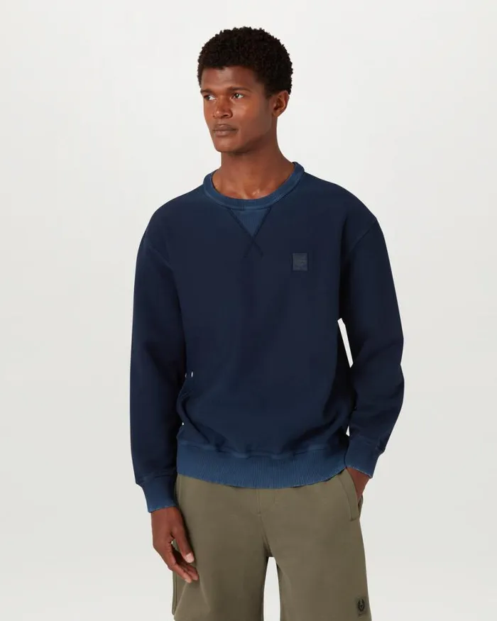 Hoodies and Sweatshirts Men Belstaff Hockley Crewneck Sweatshirt Insignia Blue
