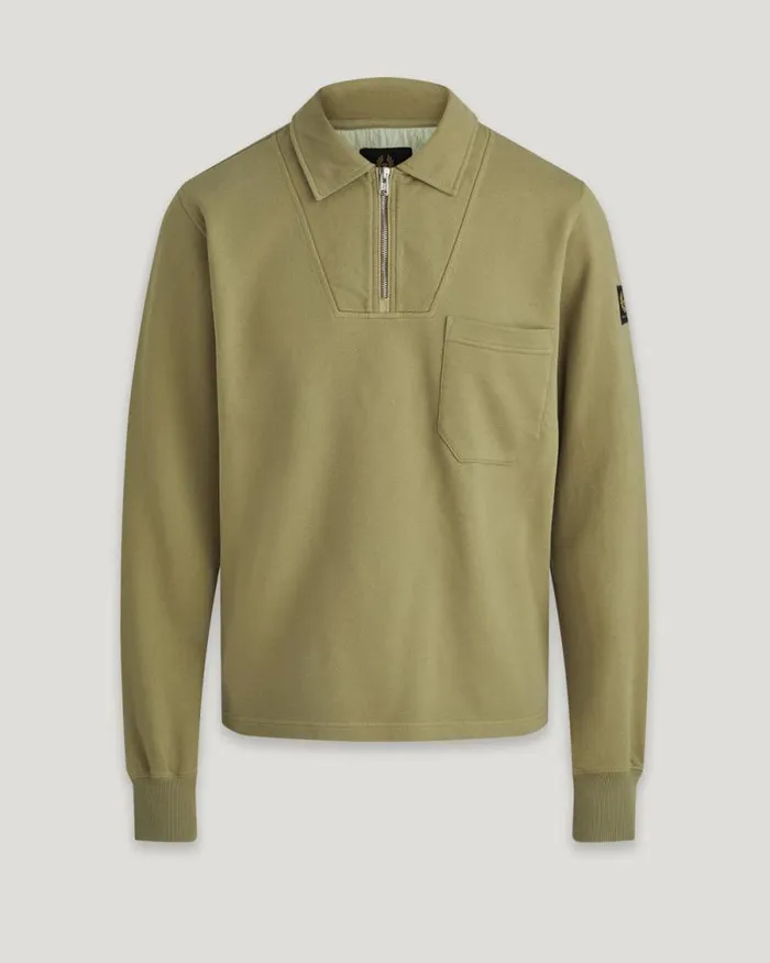 Hoodies and Sweatshirts Men Belstaff Tarn Collared Sweatshirt Aloe Limestone