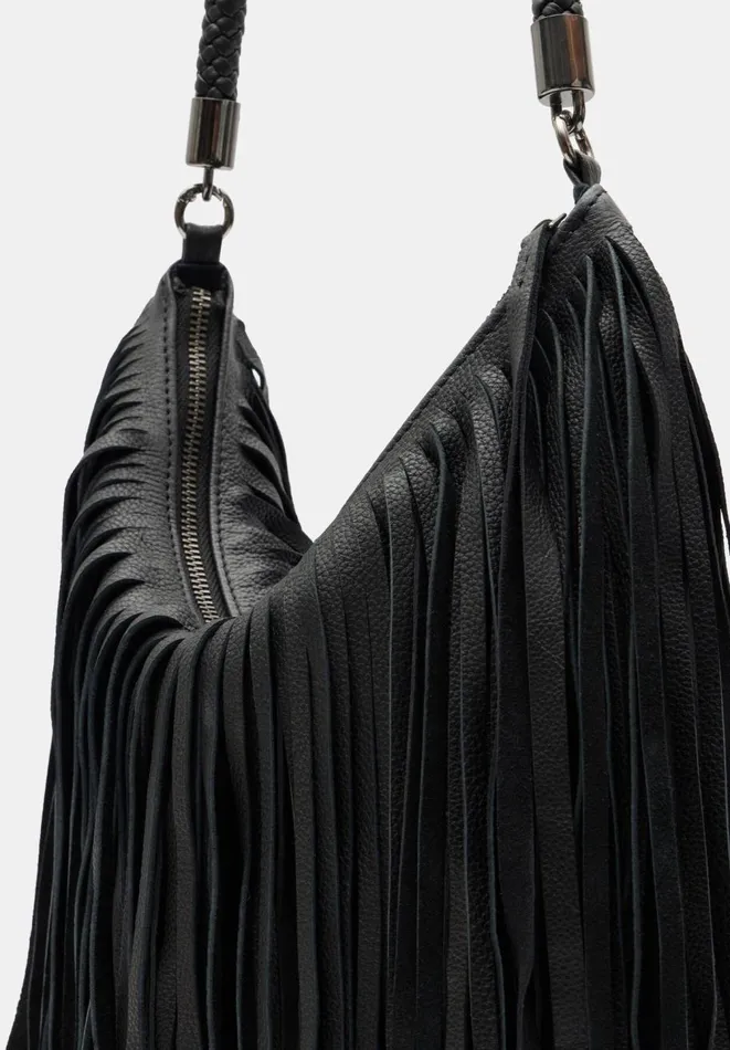 Hush Bags Women Anderson Fringe Shoulder Bag Black Hush Bags Women Anderson Fringe Shoulder Bag Black