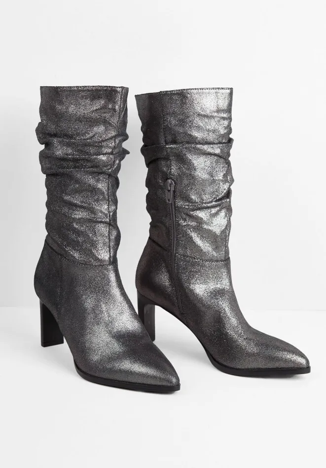 Hush Boots Women Fen Metallic Leather Boots Pewter Hush Boots Women Fen Metallic Leather Boots Pewter