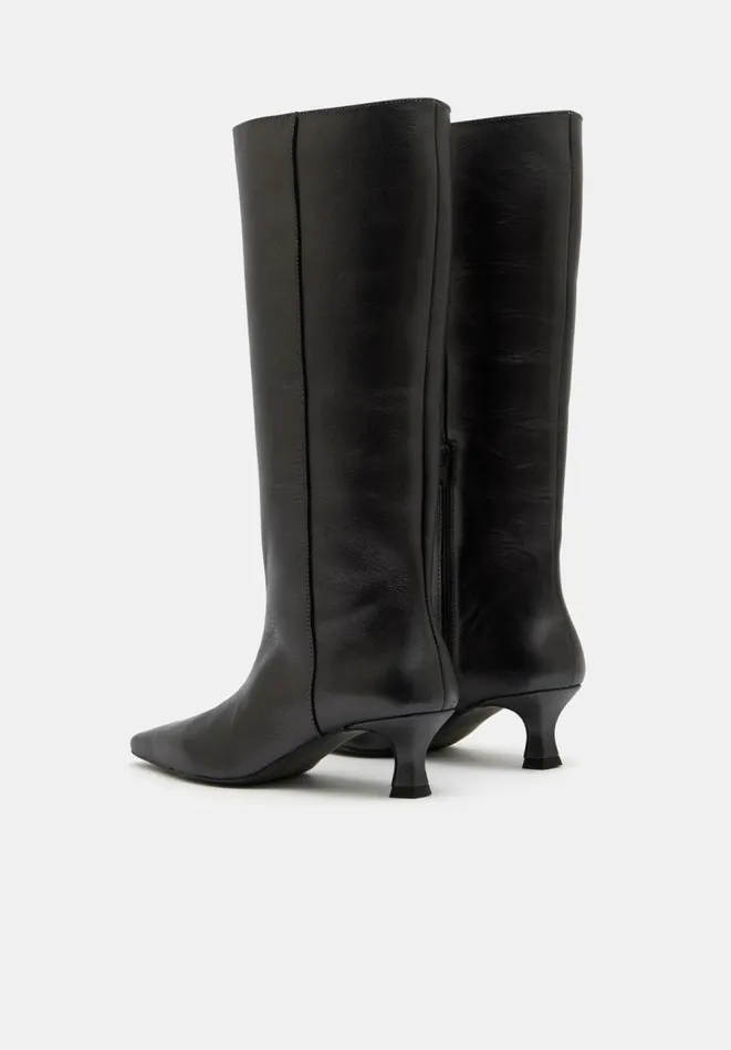 Hush Boots Women Katlynn Leather Kitten Heel Knee Boots Pewter Hush Boots Women Katlynn Leather Kitten Heel Knee Boots Pewter