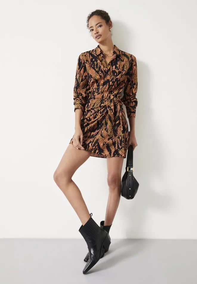 Hush Dresses Women Blake Mini Shirt Dress Boho Texture Floral