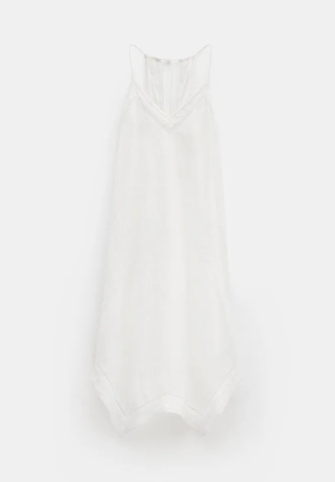 Hush Dresses Women Celia Embroidery Maxi Dress With Linen Pearl White