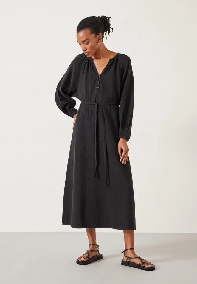 Hush Dresses Women Clarice Cotton Cheesecloth Midi Dress Black