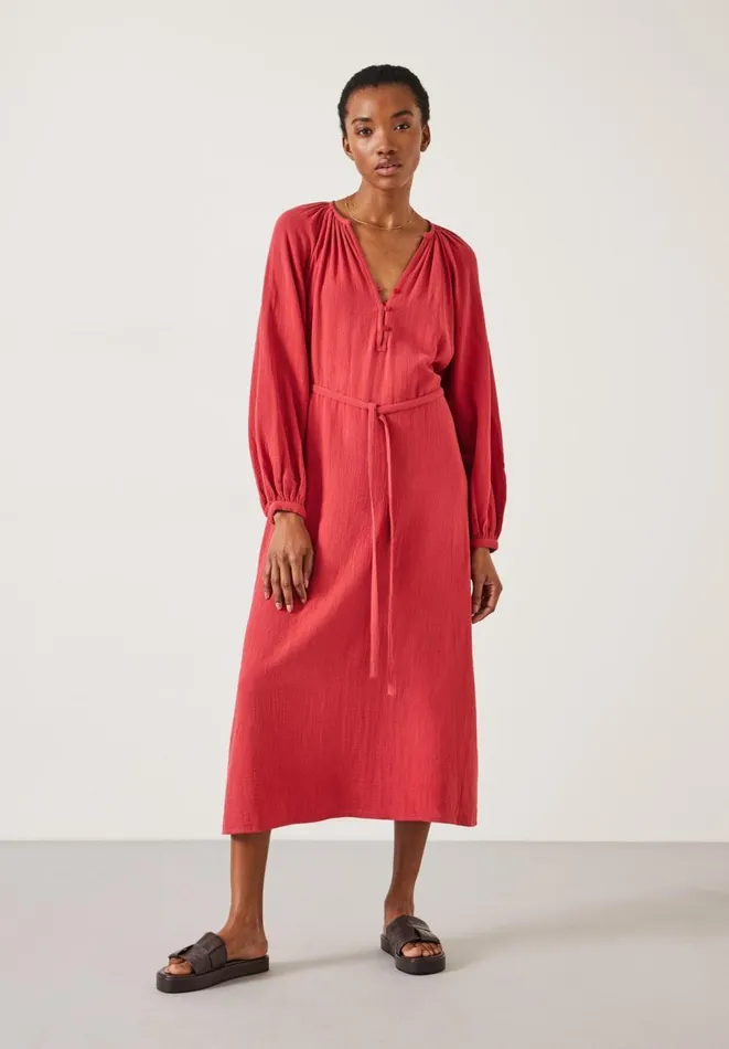Hush Dresses Women Clarice Cotton Cheesecloth Midi Dress Rust