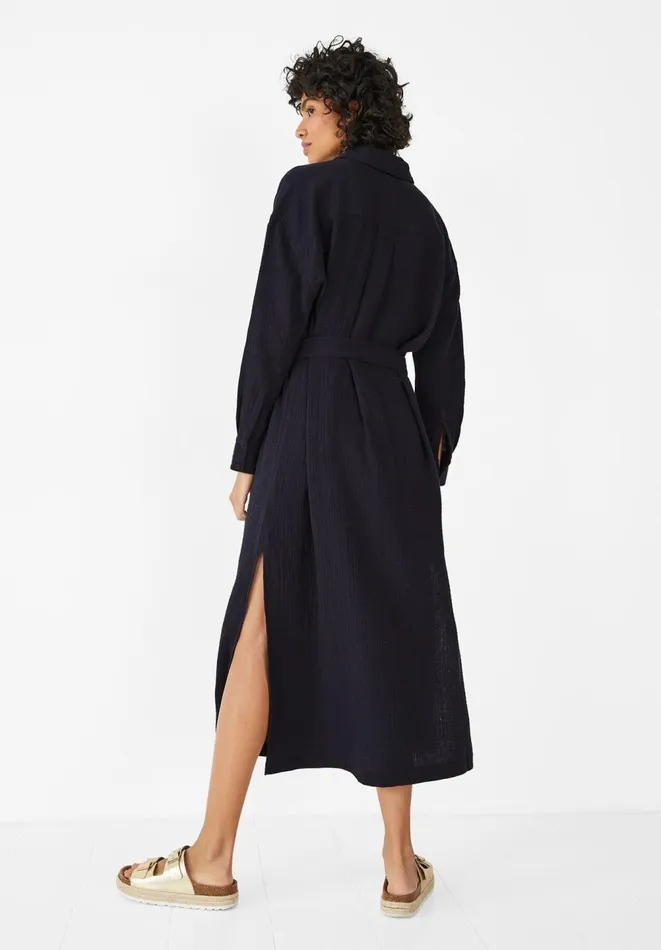 Hush Dresses Women Georgie Textured Shirt Midi Dress Midnight Navy