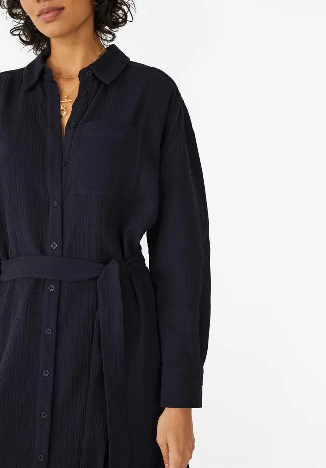 Hush Dresses Women Georgie Textured Shirt Midi Dress Midnight Navy