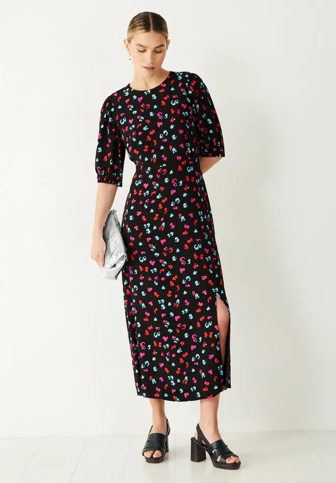Hush Dresses Women Grace Midi Dress Floral Heart Blackmulti