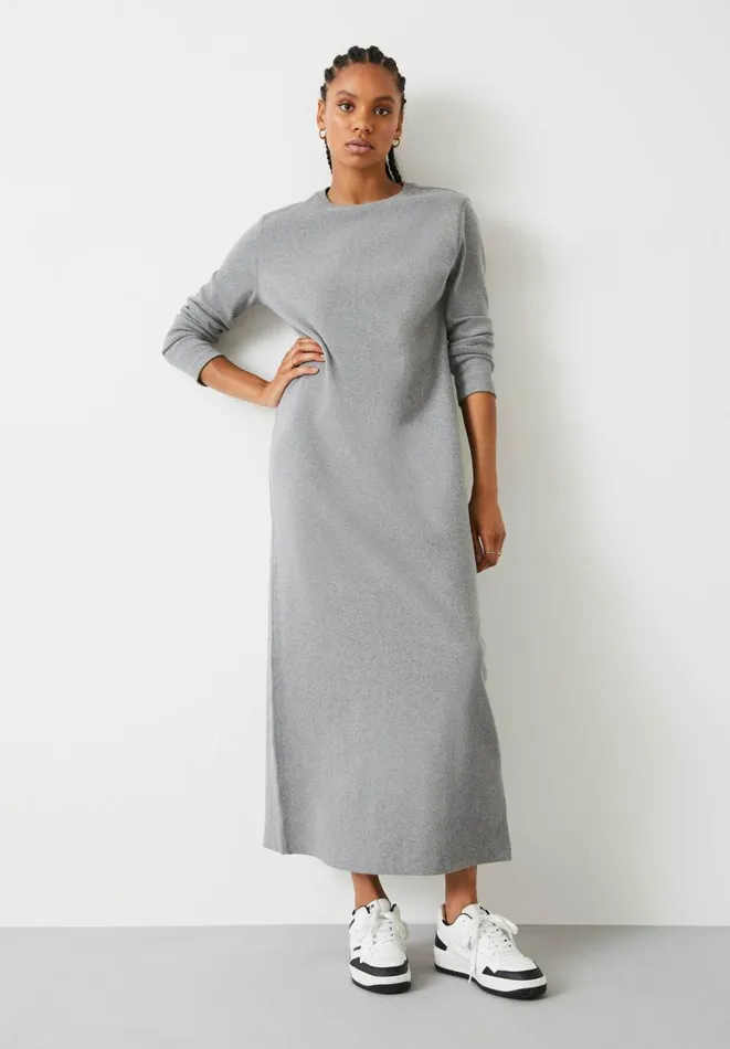 Hush Dresses Women Mel Ribbed Maxi Jersey Dress Mid Grey Marl