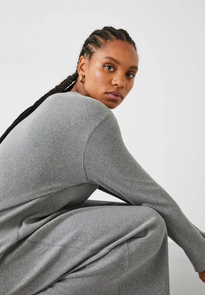 Hush Dresses Women Mel Ribbed Maxi Jersey Dress Mid Grey Marl Hush Dresses Women Mel Ribbed Maxi Jersey Dress Mid Grey Marl