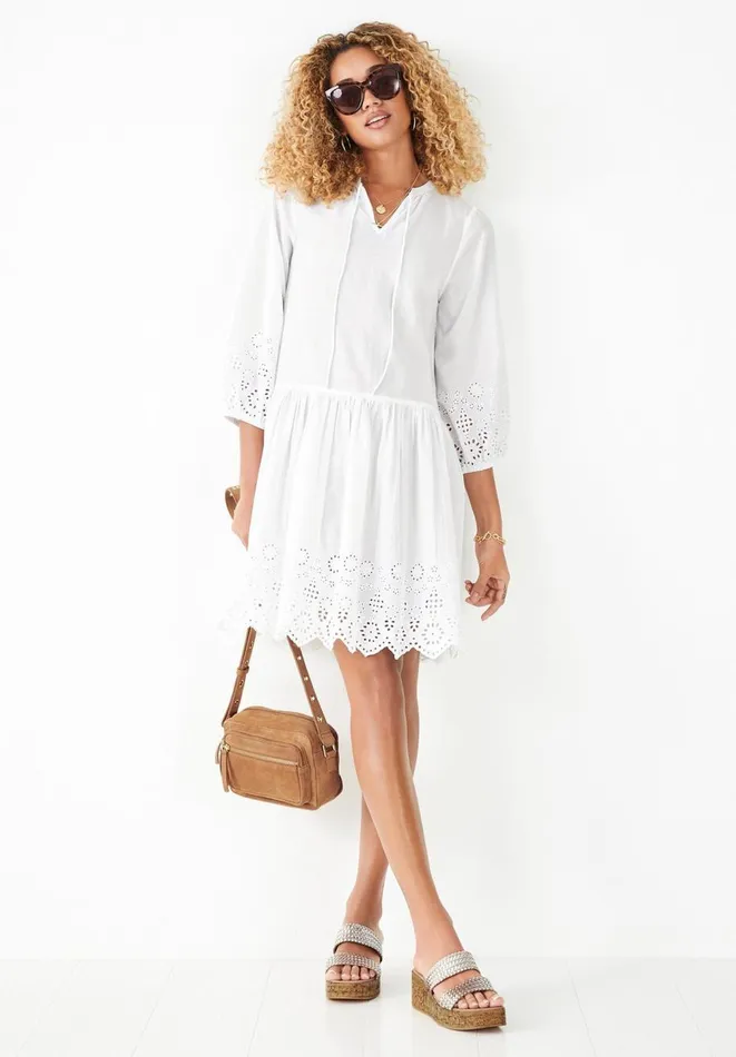 Hush Dresses Women Soleil Broderie Smock Dress White
