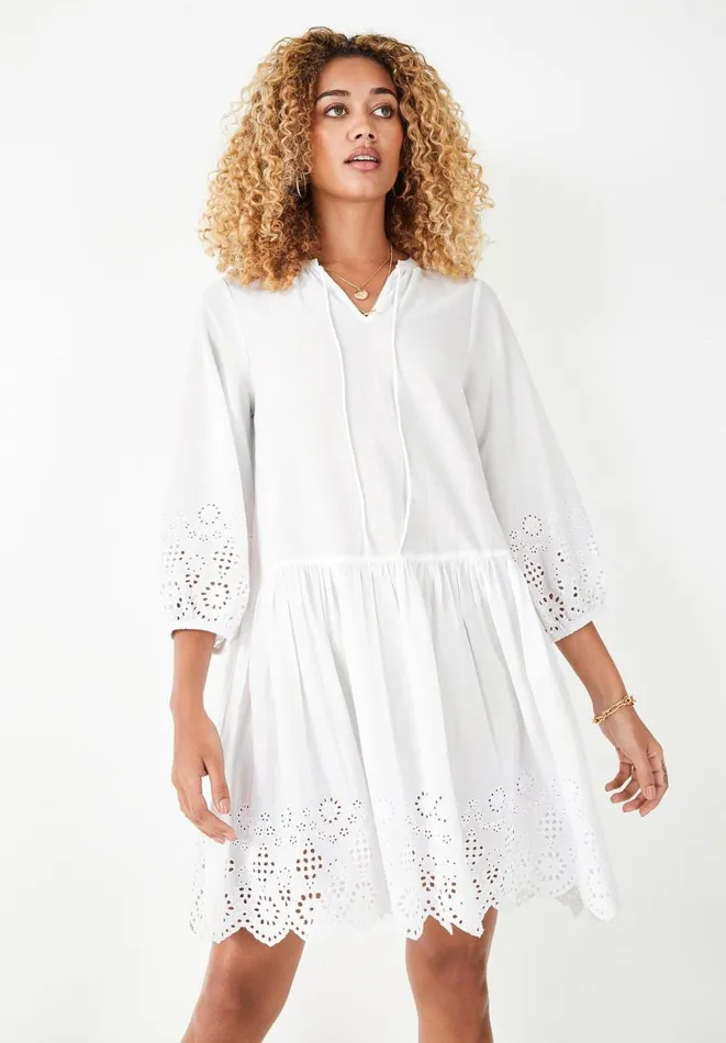 Hush Dresses Women Soleil Broderie Smock Dress White Hush Dresses Women Soleil Broderie Smock Dress White