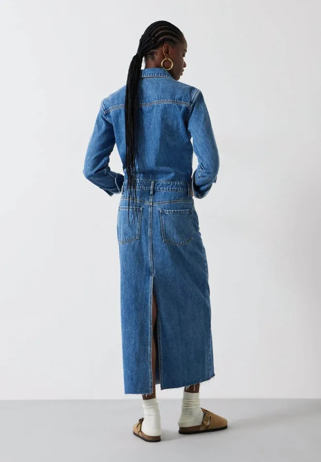 Hush Dresses Women Tate Denim Maxi Shirt Dress Mid Authentic Wash Hush Dresses Women Tate Denim Maxi Shirt Dress Mid Authentic Wash