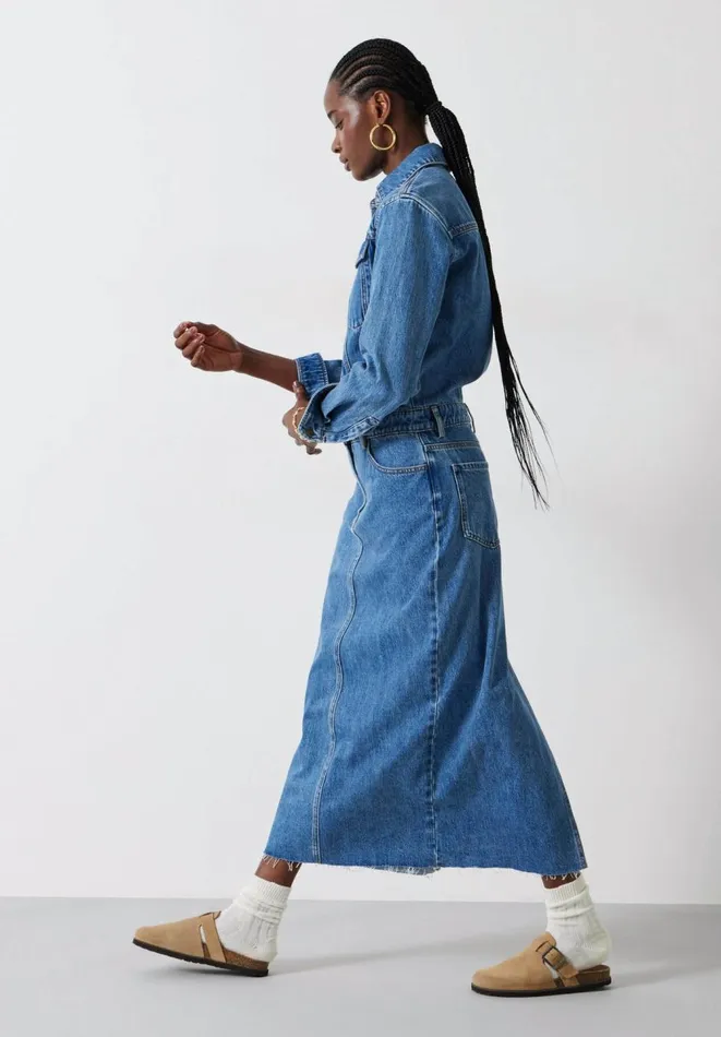Hush Dresses Women Tate Denim Maxi Shirt Dress Mid Authentic Wash Hush Dresses Women Tate Denim Maxi Shirt Dress Mid Authentic Wash
