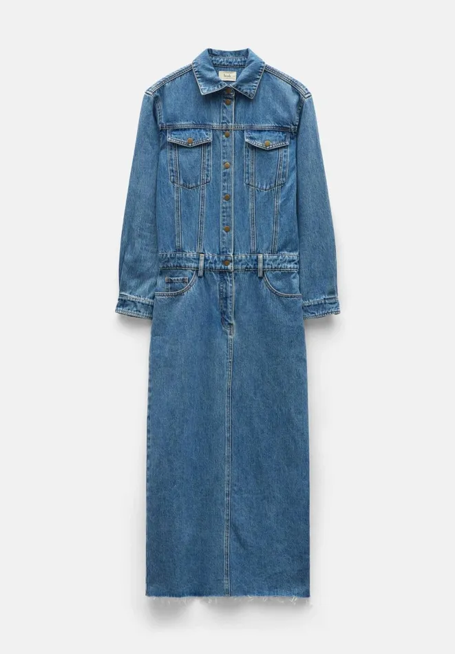 Hush Dresses Women Tate Denim Maxi Shirt Dress Mid Authentic Wash Hush Dresses Women Tate Denim Maxi Shirt Dress Mid Authentic Wash