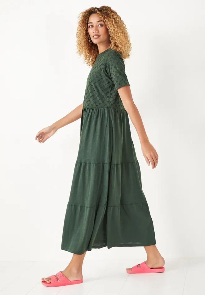 Hush Dresses Women Thalia Broderie Midi Dress Darkest Green
