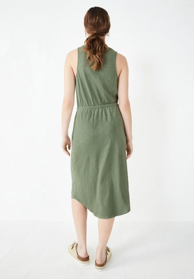 Hush Dresses Women VNeck Cotton Jersey Midi Dress Khaki Hush Dresses Women VNeck Cotton Jersey Midi Dress Khaki