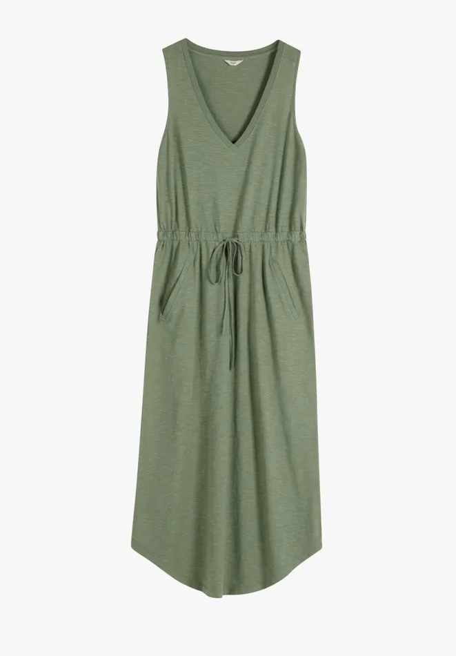 Hush Dresses Women VNeck Cotton Jersey Midi Dress Khaki Hush Dresses Women VNeck Cotton Jersey Midi Dress Khaki