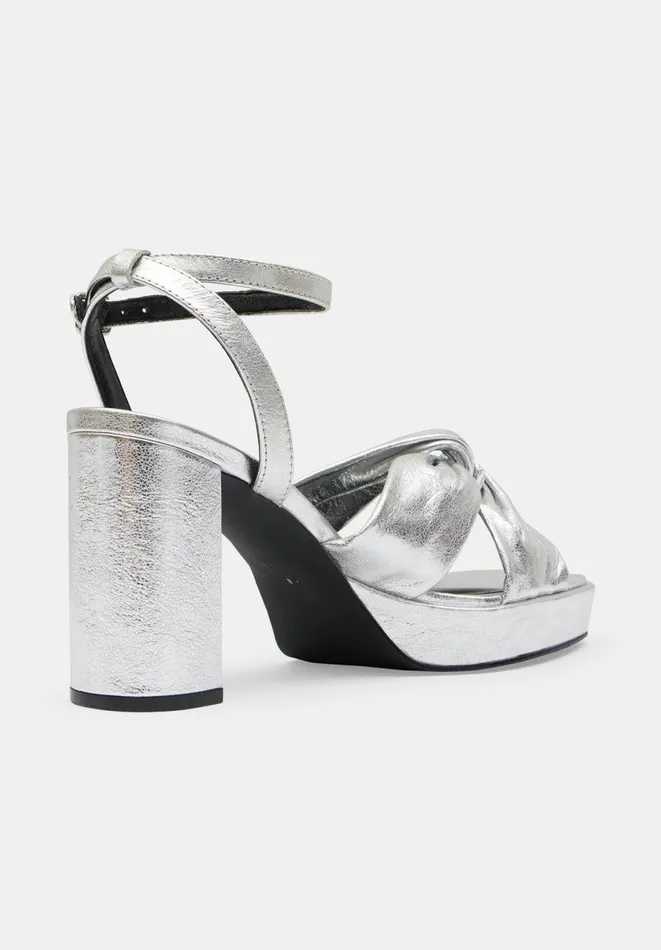 Hush Heels Women Farrah Leather Twist Platform Heels Silver Hush Heels Women Farrah Leather Twist Platform Heels Silver