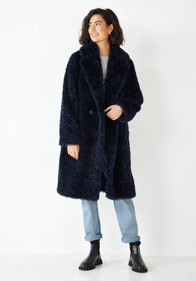 Hush Jackets and Coats Women Leighton Textured Faux Fur Coat Midnight Navy