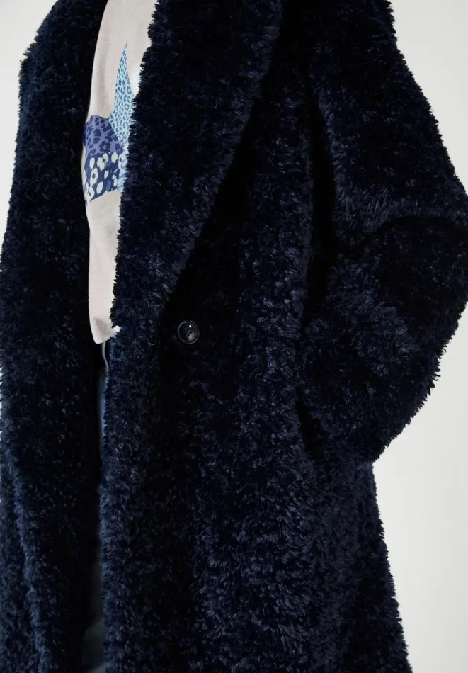 Hush Jackets and Coats Women Leighton Textured Faux Fur Coat Midnight Navy