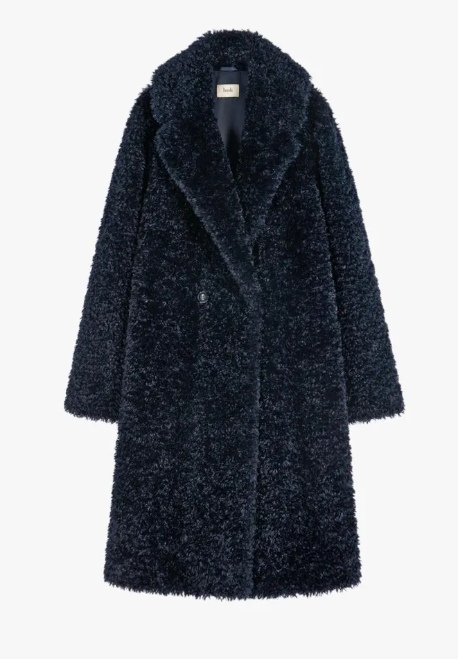 Hush Jackets and Coats Women Leighton Textured Faux Fur Coat Midnight Navy