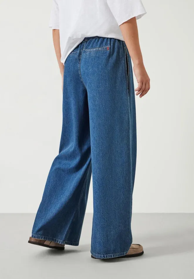 Hush Jeans Women Clio Wide Leg Tie Waist Jeans Mid Authentic Blue Hush Jeans Women Clio Wide Leg Tie Waist Jeans Mid Authentic Blue