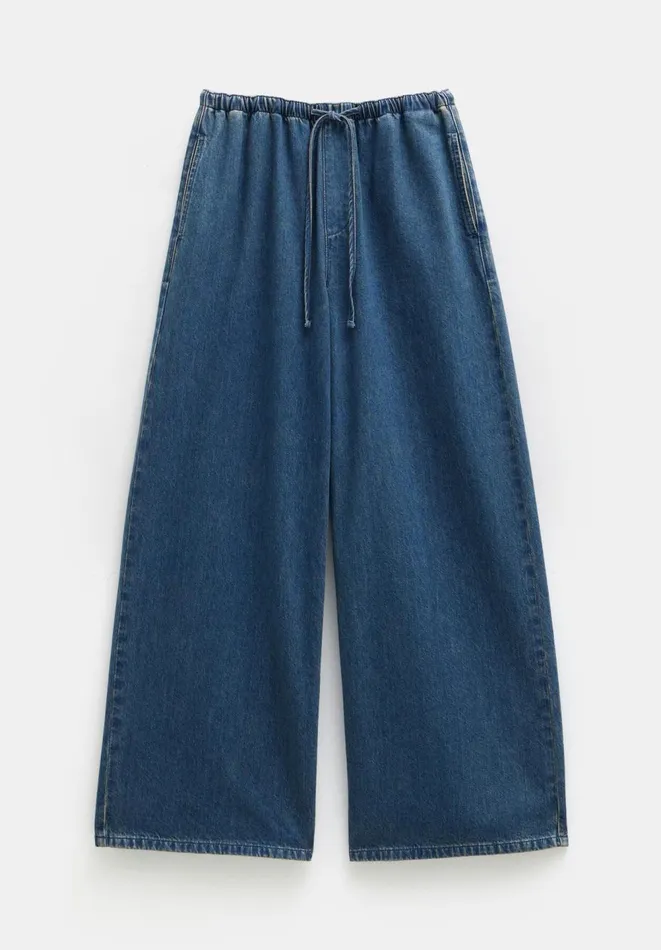 Hush Jeans Women Clio Wide Leg Tie Waist Jeans Mid Authentic Blue Hush Jeans Women Clio Wide Leg Tie Waist Jeans Mid Authentic Blue