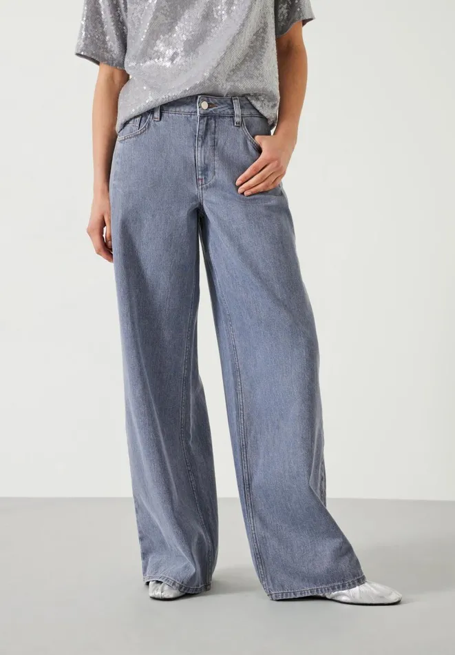 Hush Jeans Women Nova Pintuck Wide Leg Jeans Blue Grey