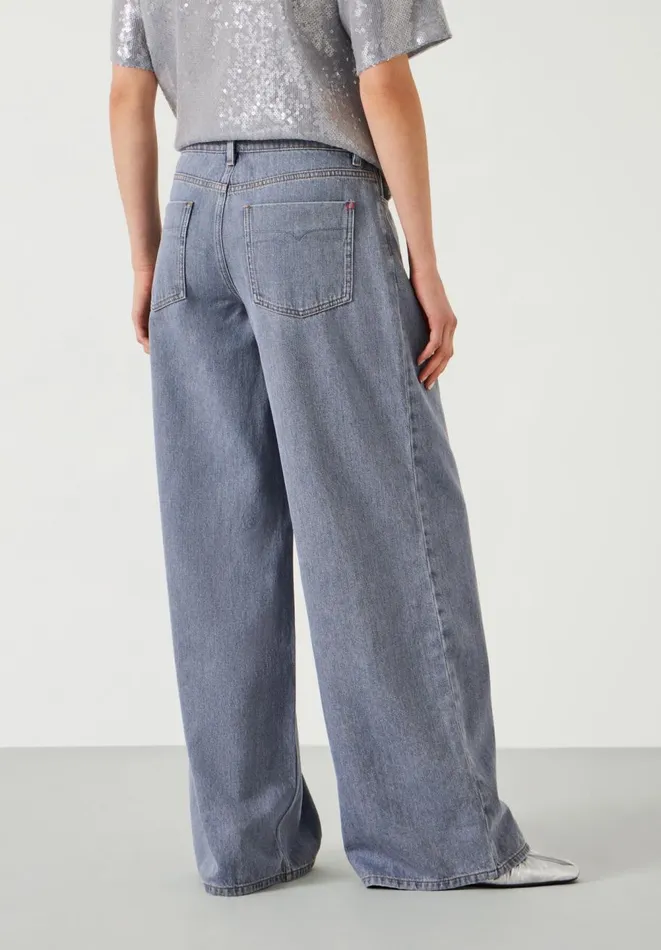 Hush Jeans Women Nova Pintuck Wide Leg Jeans Blue Grey