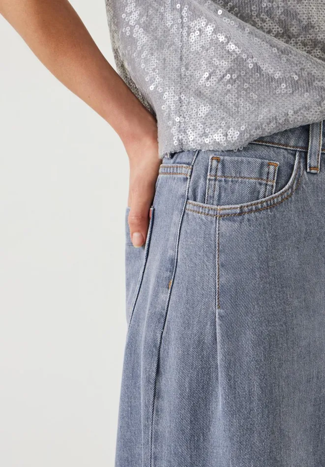 Hush Jeans Women Nova Pintuck Wide Leg Jeans Blue Grey