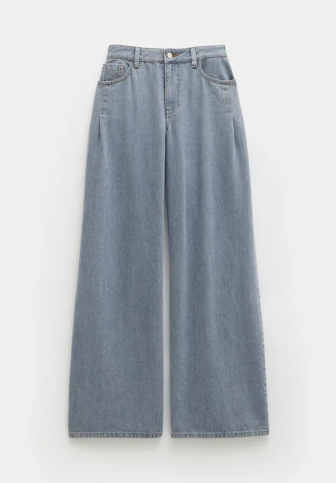 Hush Jeans Women Nova Pintuck Wide Leg Jeans Blue Grey