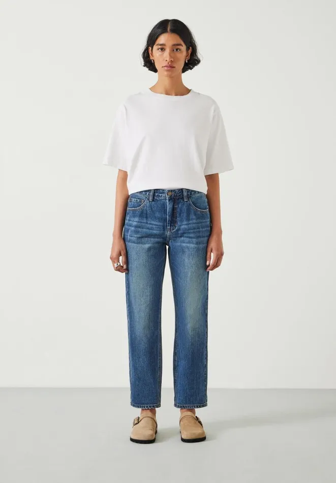 Hush Jeans Women Relaxed Fit Boyfriend Jeans Vintage Wash Blue