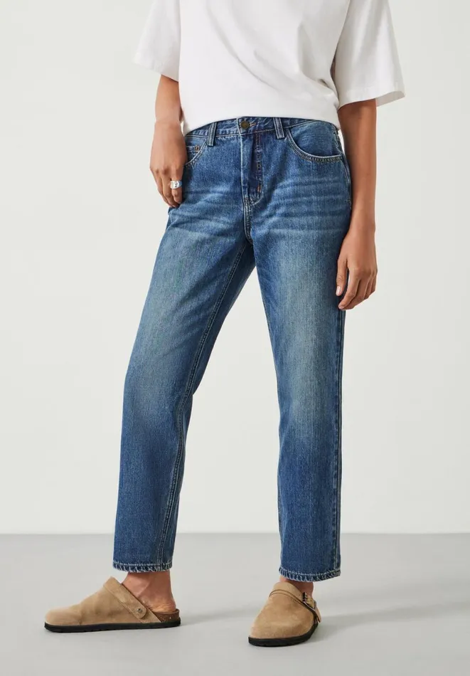 Hush Jeans Women Relaxed Fit Boyfriend Jeans Vintage Wash Blue