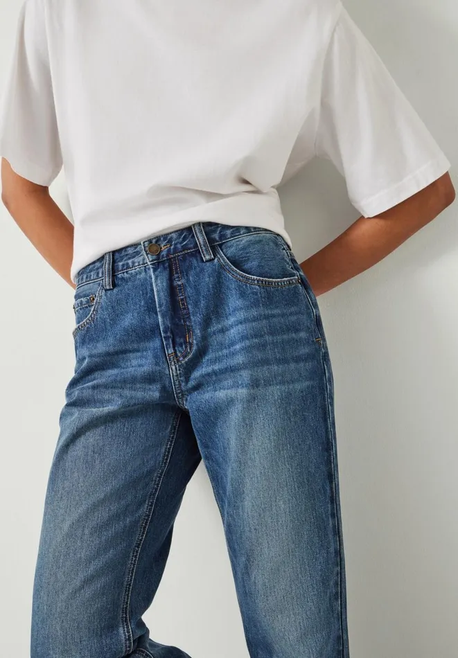 Hush Jeans Women Relaxed Fit Boyfriend Jeans Vintage Wash Blue