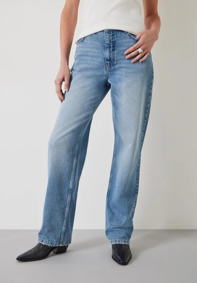 Hush Jeans Women Remy Straight Slouch Jeans Light Authentic Blue
