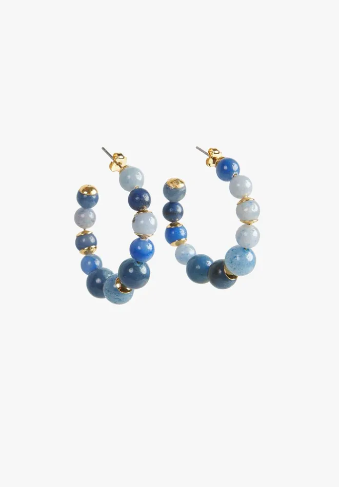 Hush Jewellery Women Adeline Semi Precious Hoop Earrings Goldblue