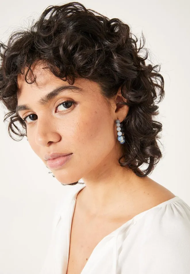 Hush Jewellery Women Adeline Semi Precious Hoop Earrings Goldblue
