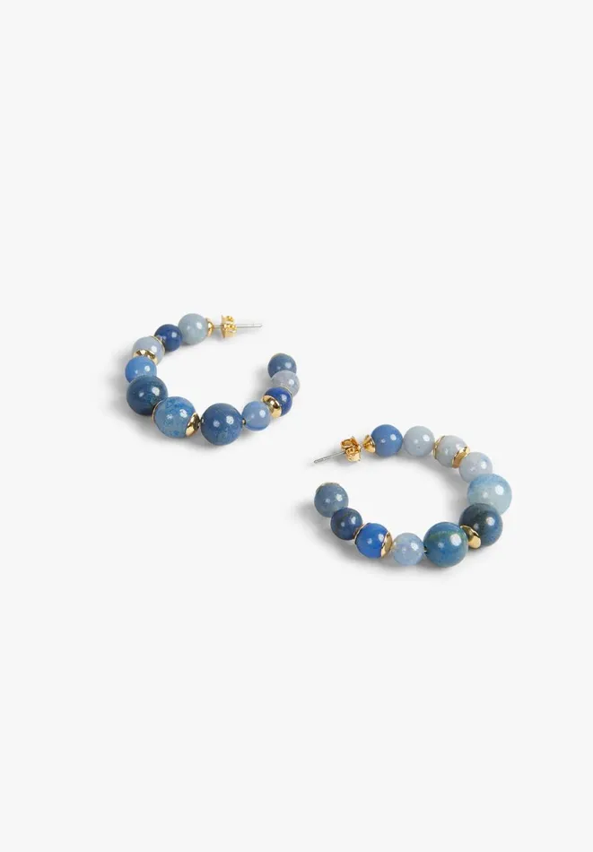 Hush Jewellery Women Adeline Semi Precious Hoop Earrings Goldblue