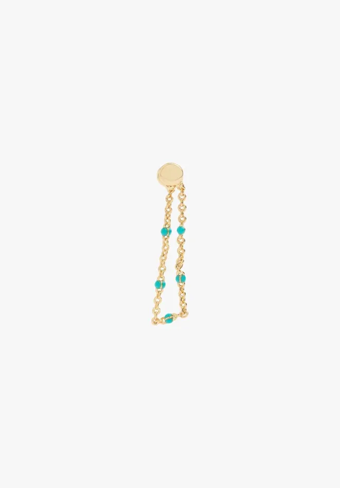 Hush Jewellery Women Coralie Mini Bead Chain Earring Gold Aqua