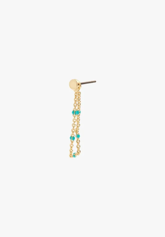 Hush Jewellery Women Coralie Mini Bead Chain Earring Gold Aqua