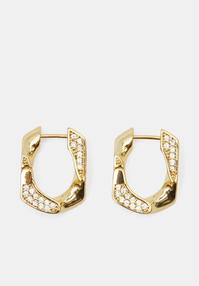 Hush Jewellery Women Luv AJ Pave Cuban Link Earring Gold 8211 Jewellery