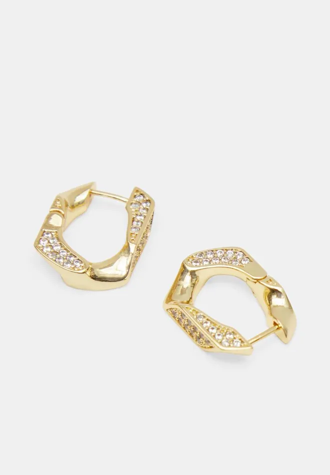 Hush Jewellery Women Luv AJ Pave Cuban Link Earring Gold 8211 Jewellery