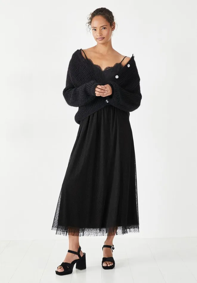 Hush Jumpers and Cardigans Women Blake Gem Button Fluffy Cardigan Black