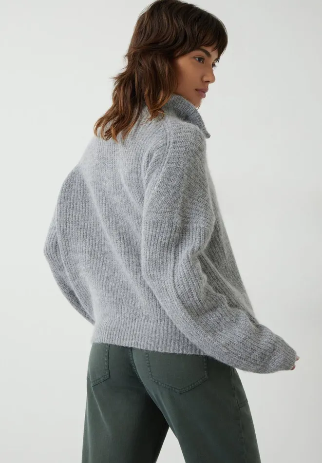 Hush Jumpers and Cardigans Women Dalia Half Zip Wool Blend Jumper Mid Grey Marl Hush Jumpers and Cardigans Women Dalia Half Zip Wool Blend Jumper Mid Grey Marl